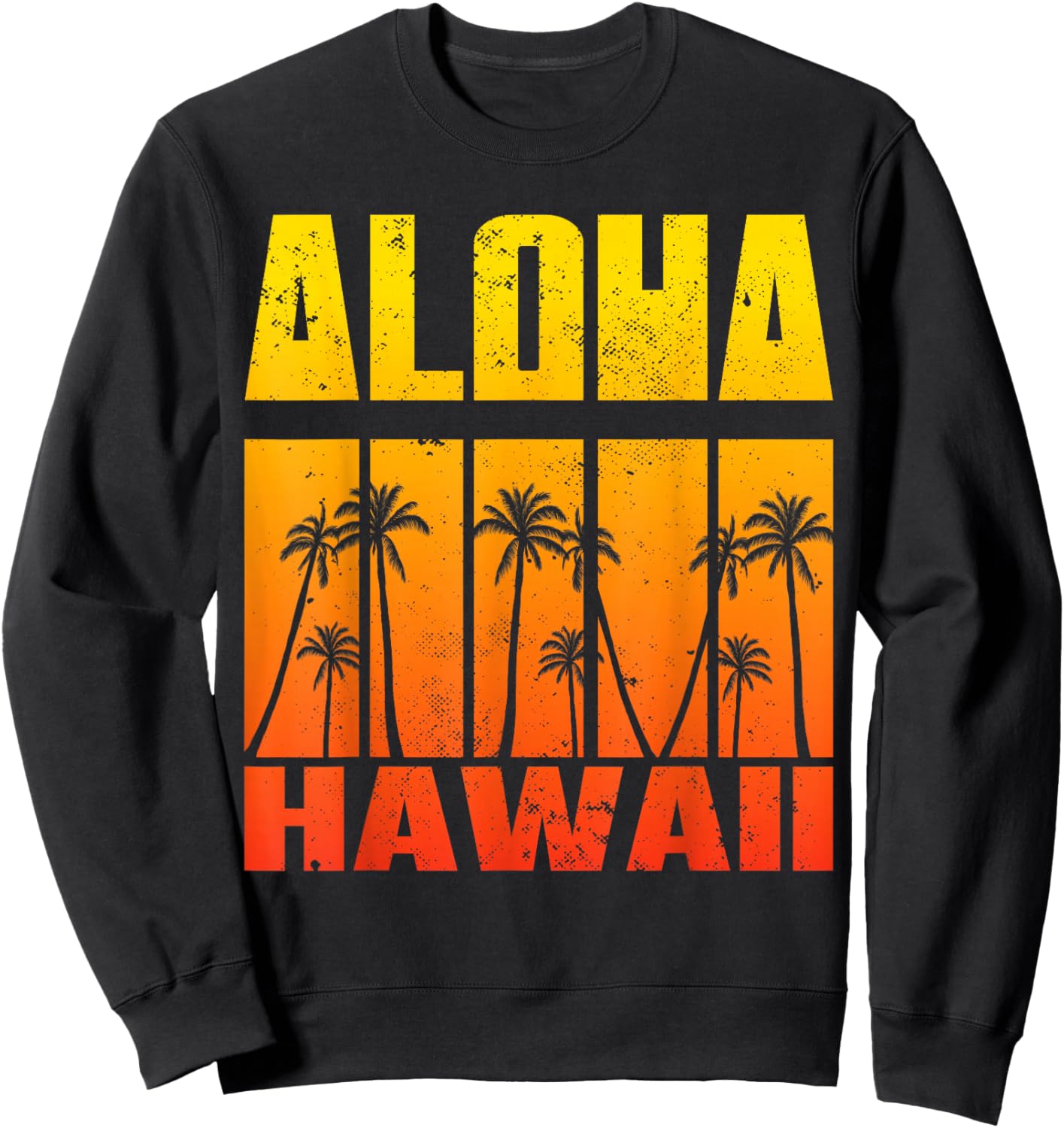 Aloha Hawaii Palm Tree Tropical Hawaiian Island Retro Surfer Sweatshirt - Sweatshirt | Black