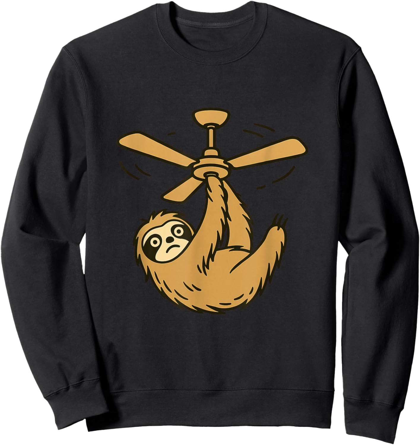 Sloth Hanging from Ceiling Fan Men Kids Boys Girls Sweatshirt - Sweatshirt | Black