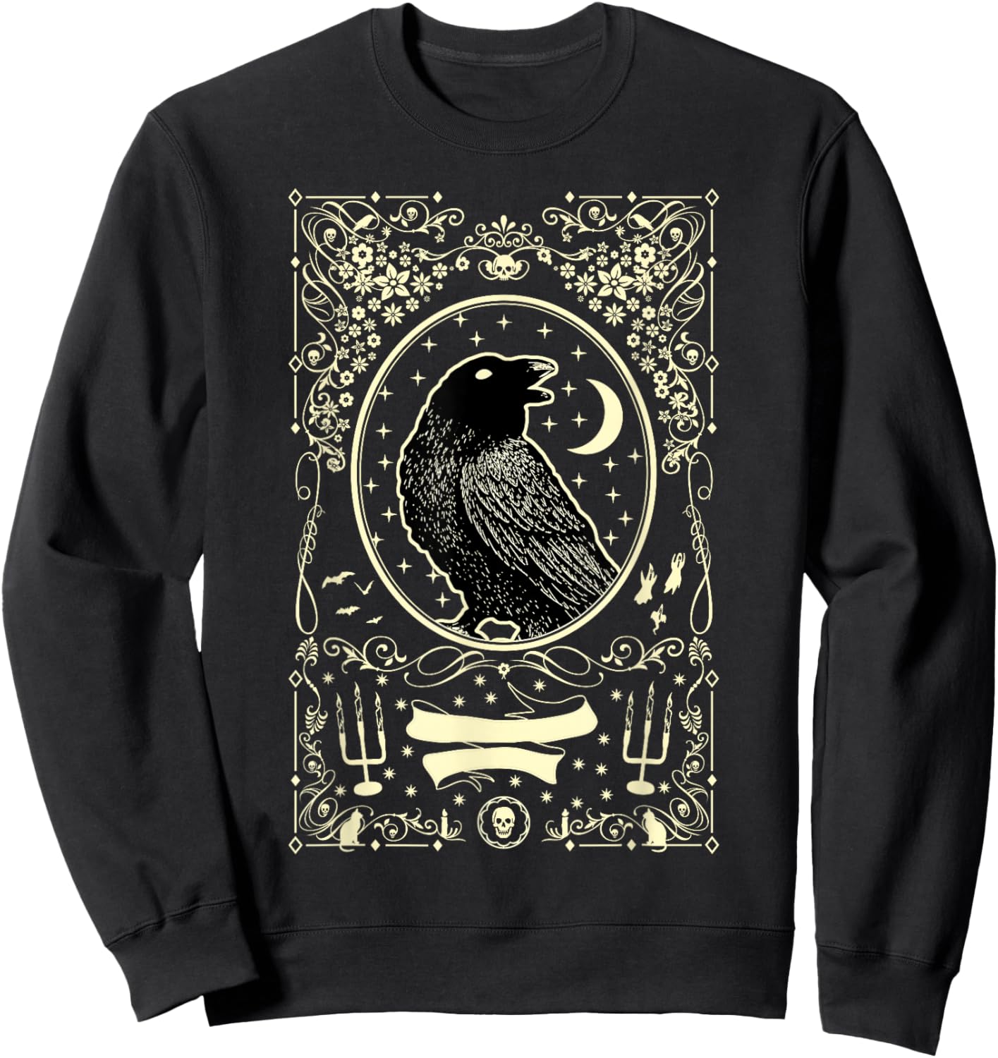 Gothic Black Raven Vintage Design Sweatshirt - Sweatshirt | Black