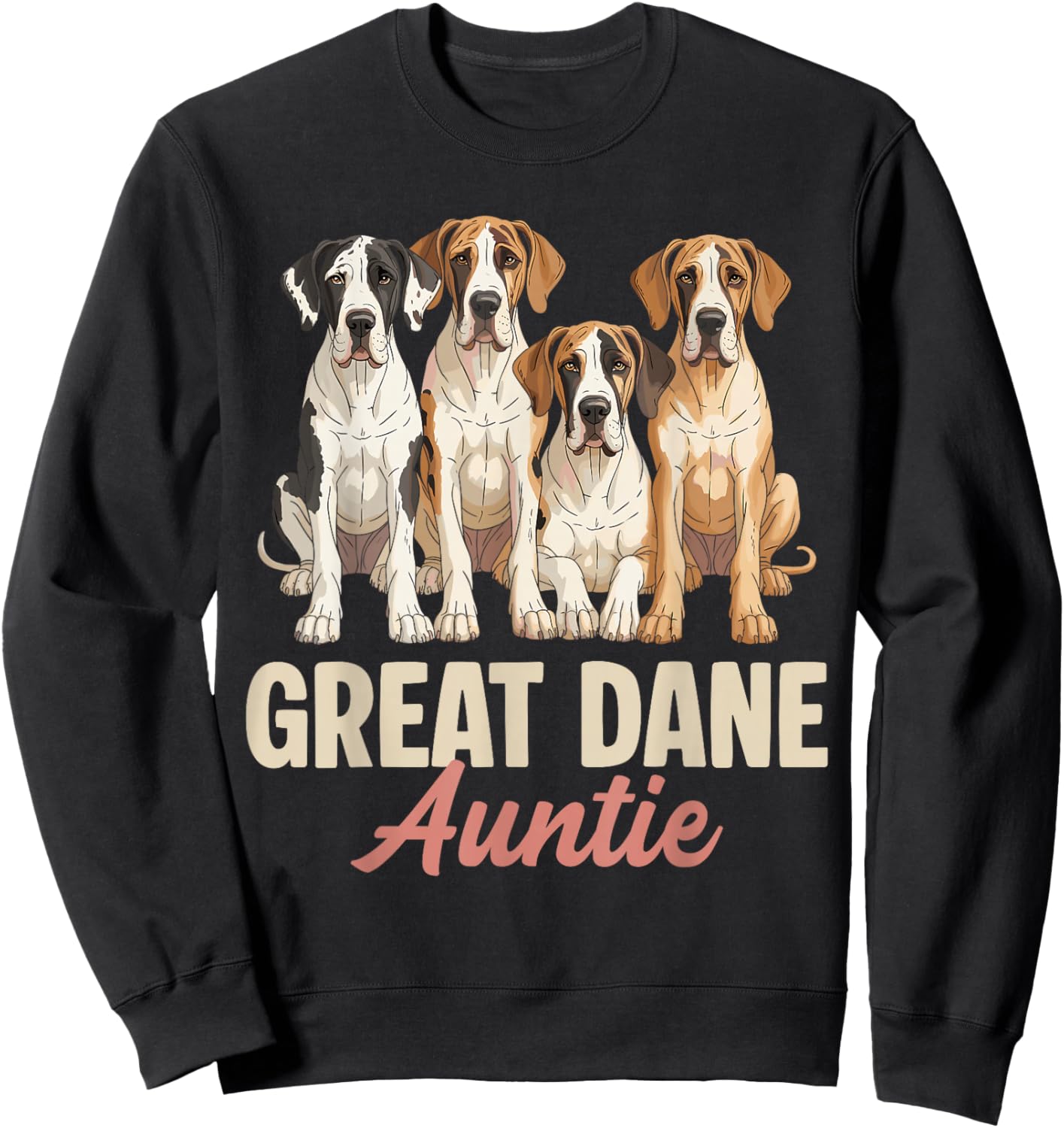 Great Dane Auntie Funny Dog Lover Retro Puppy Owner Women Sweatshirt - Sweatshirt | Black