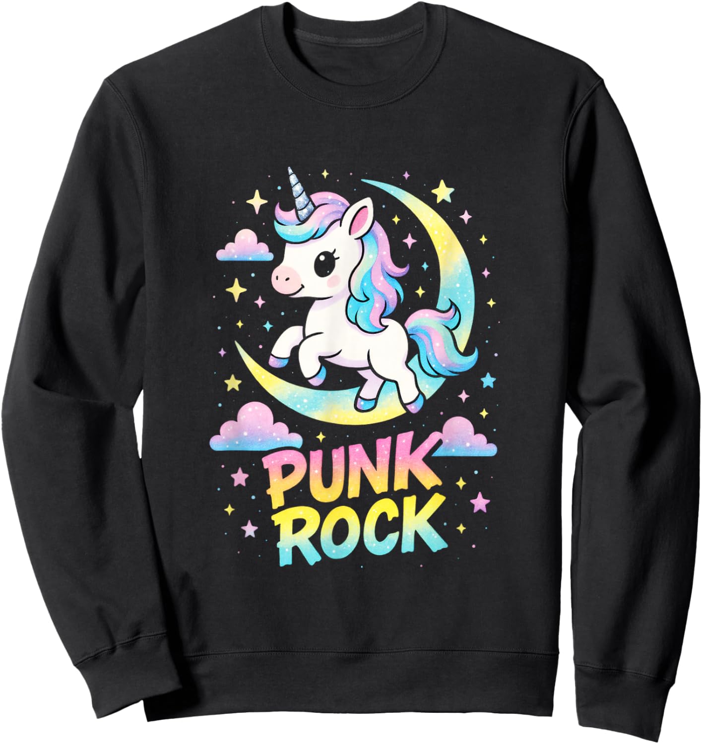 Punk Rock - Unicorn Rocker Music Concert Sweatshirt - Sweatshirt | Black