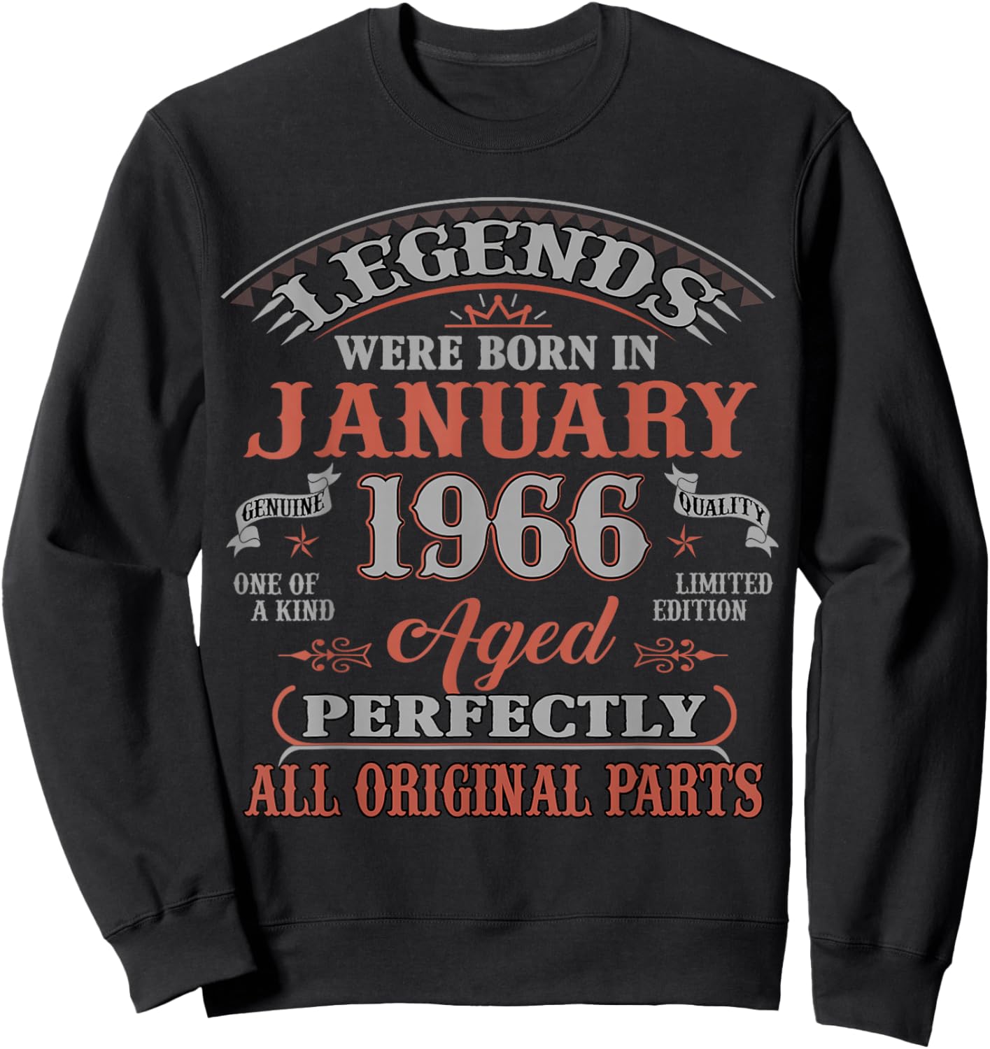 60th Birthday Gift Legend Born in January 1966 60 Yrs Old Sweatshirt - Sweatshirt | Black