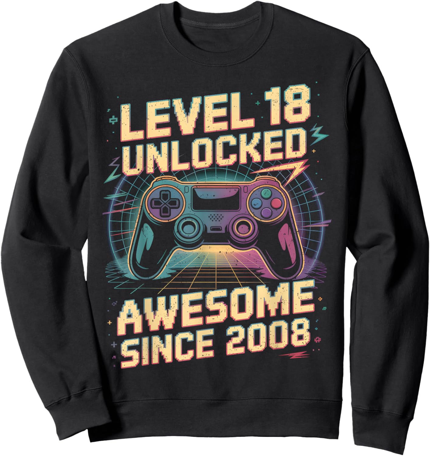 18 Year Old Boy Level 18 Gamer 2008 18th Birthday Party Gift Sweatshirt - Sweatshirt | Black