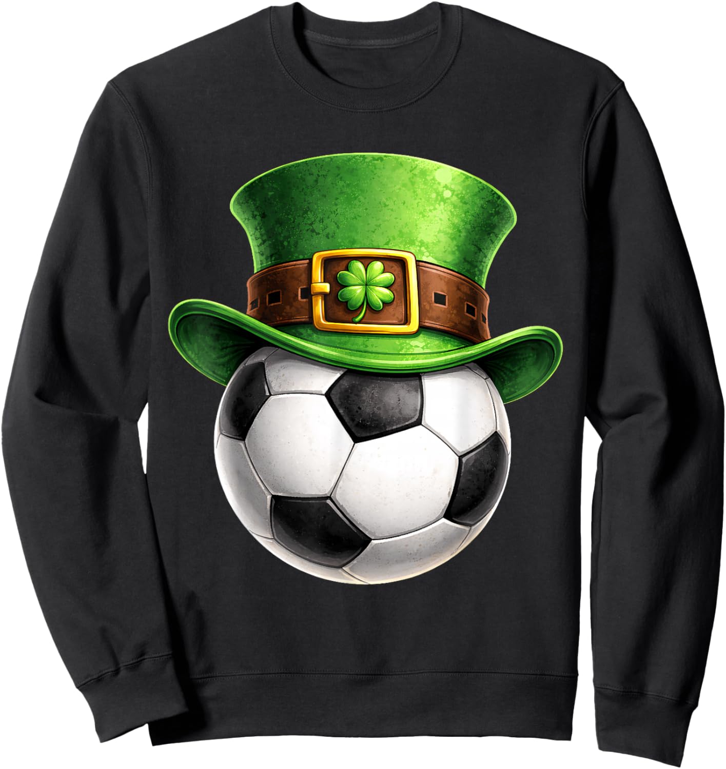 Soccer Saint Patricks Day Men Boys Kids Sport Green Shamrock Sweatshirt - Sweatshirt | Black