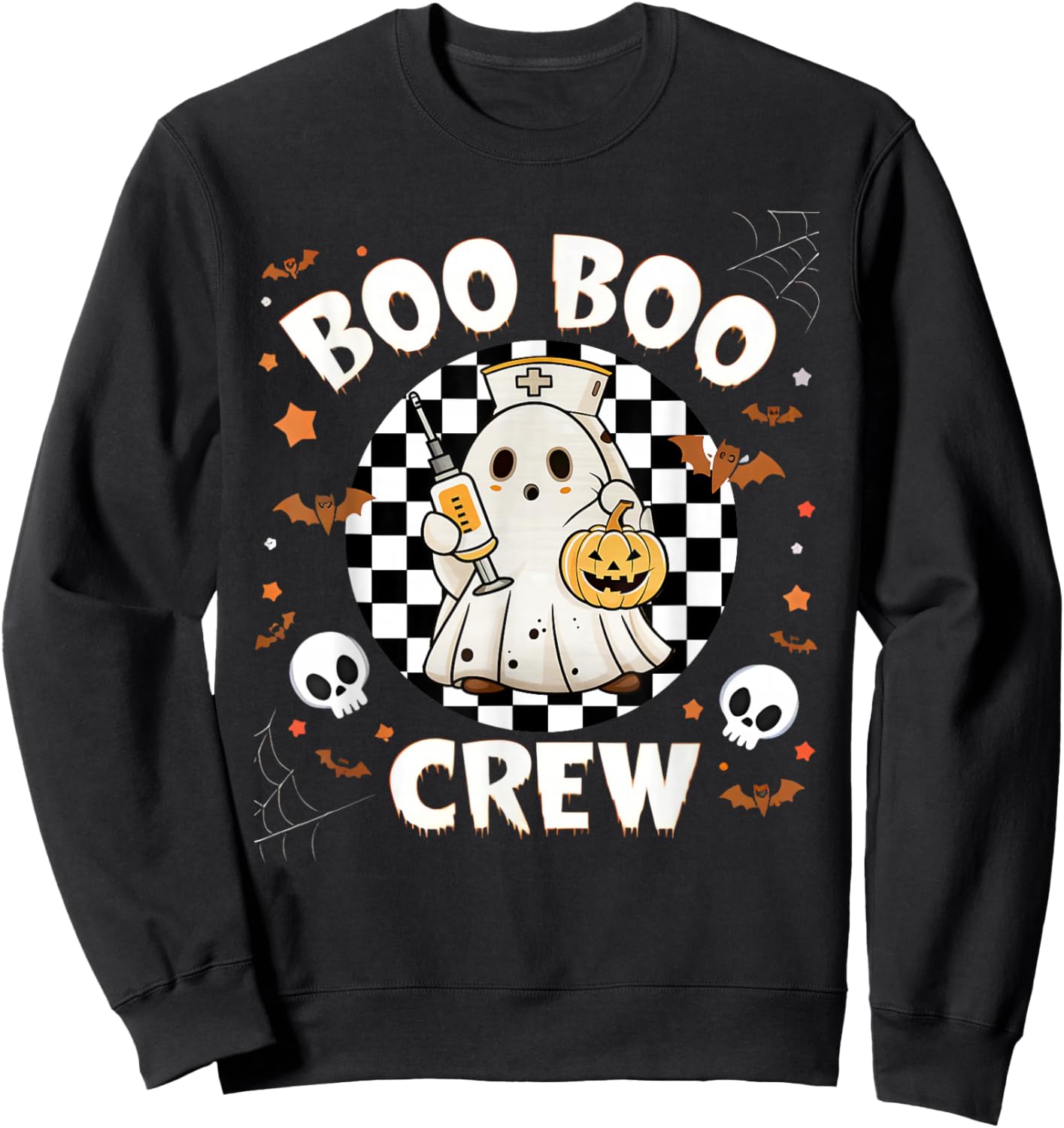 Boo Boo Crew Nurse Ghost Funny Halloween Costumes Women Kids Sweatshirt - Sweatshirt | Black