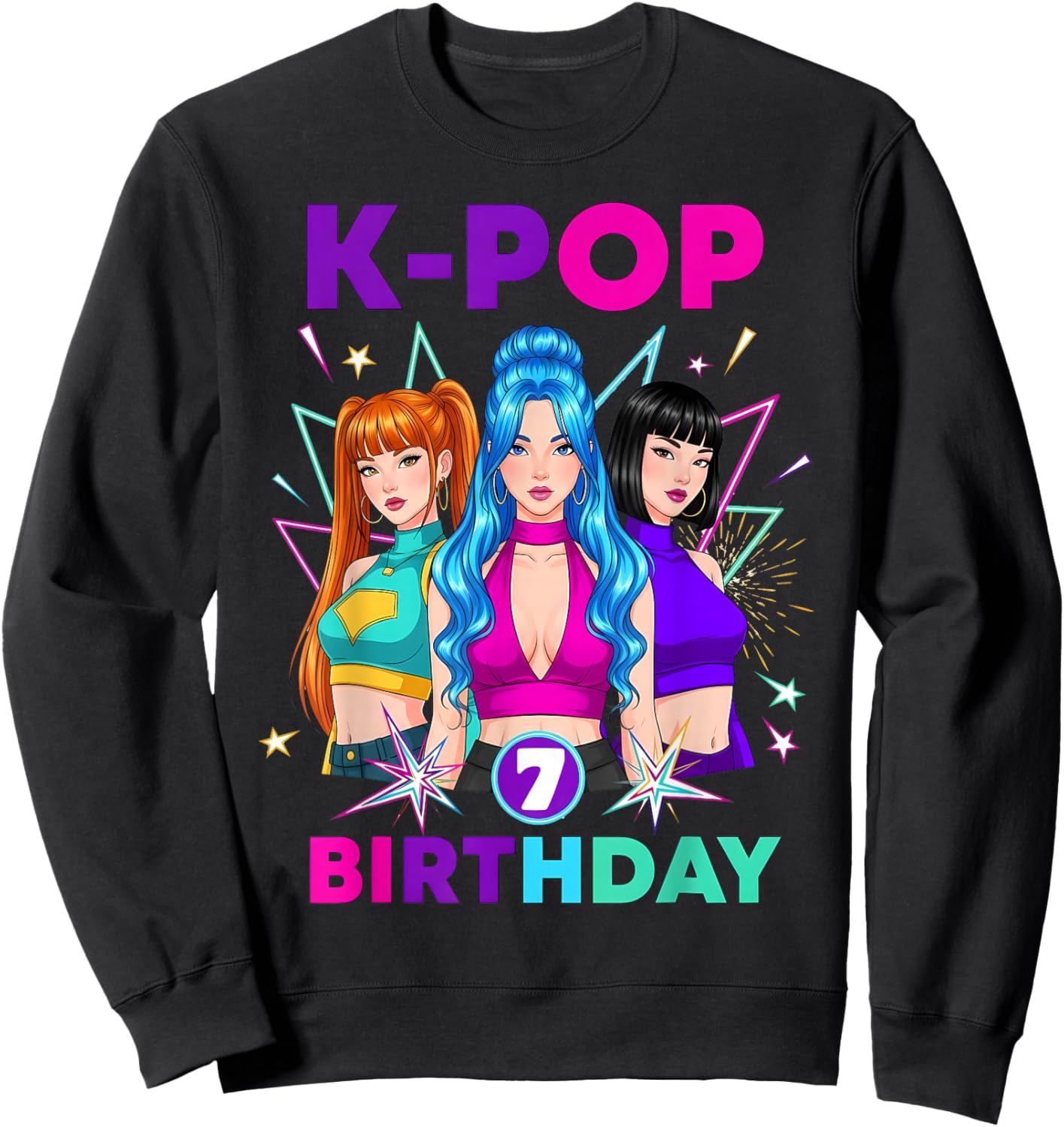 7 Years Old Birthday K Pop Kids 7th Birthday Girls K-pop Sweatshirt - Sweatshirt | Black