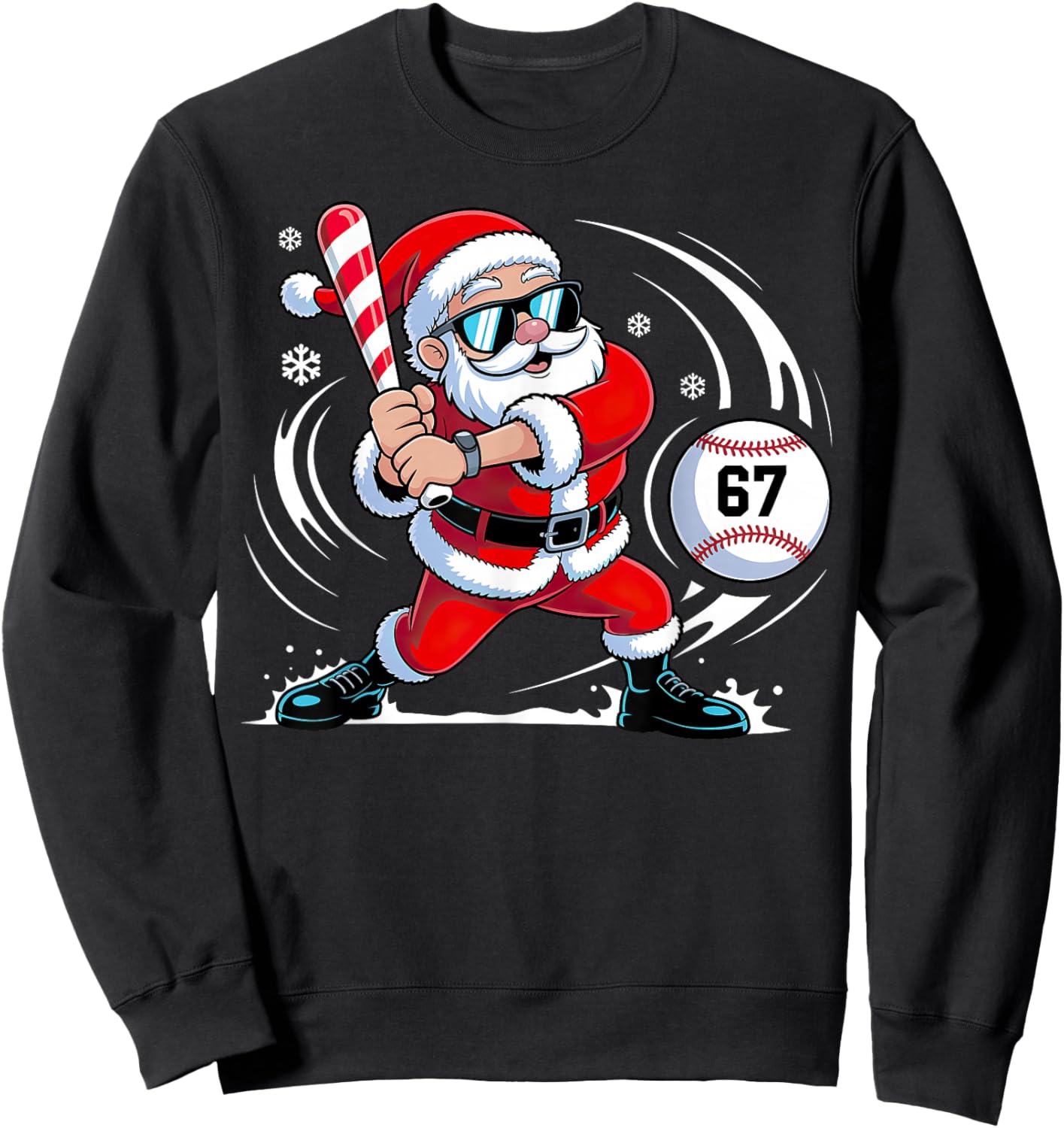 Baseball Santa 67 Christmas Xmas Sweatshirt - Sweatshirt | Black