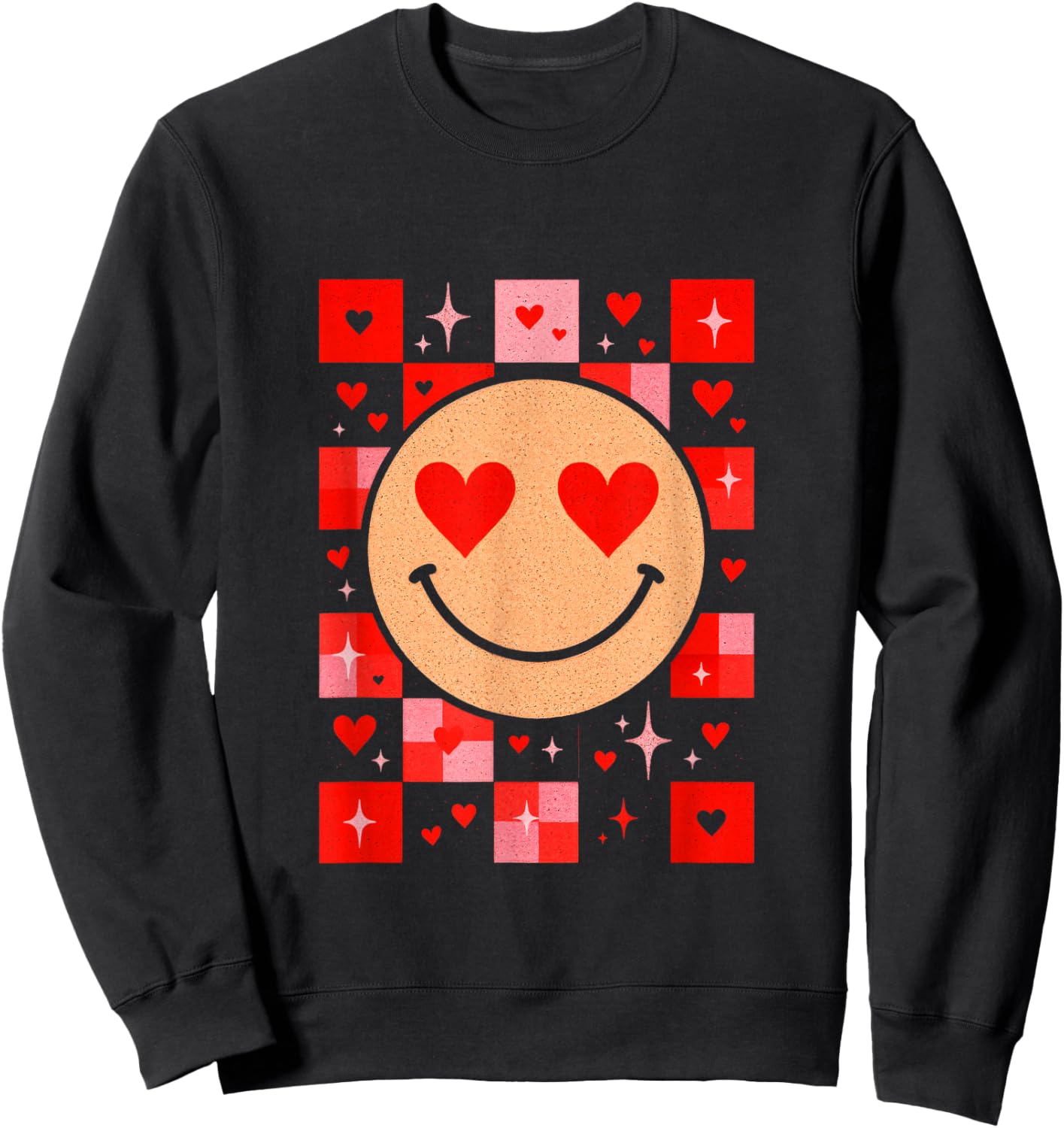 Smile Face - Retro Groovy Valentine Vibes Sweatshirt - Sweatshirt | Black