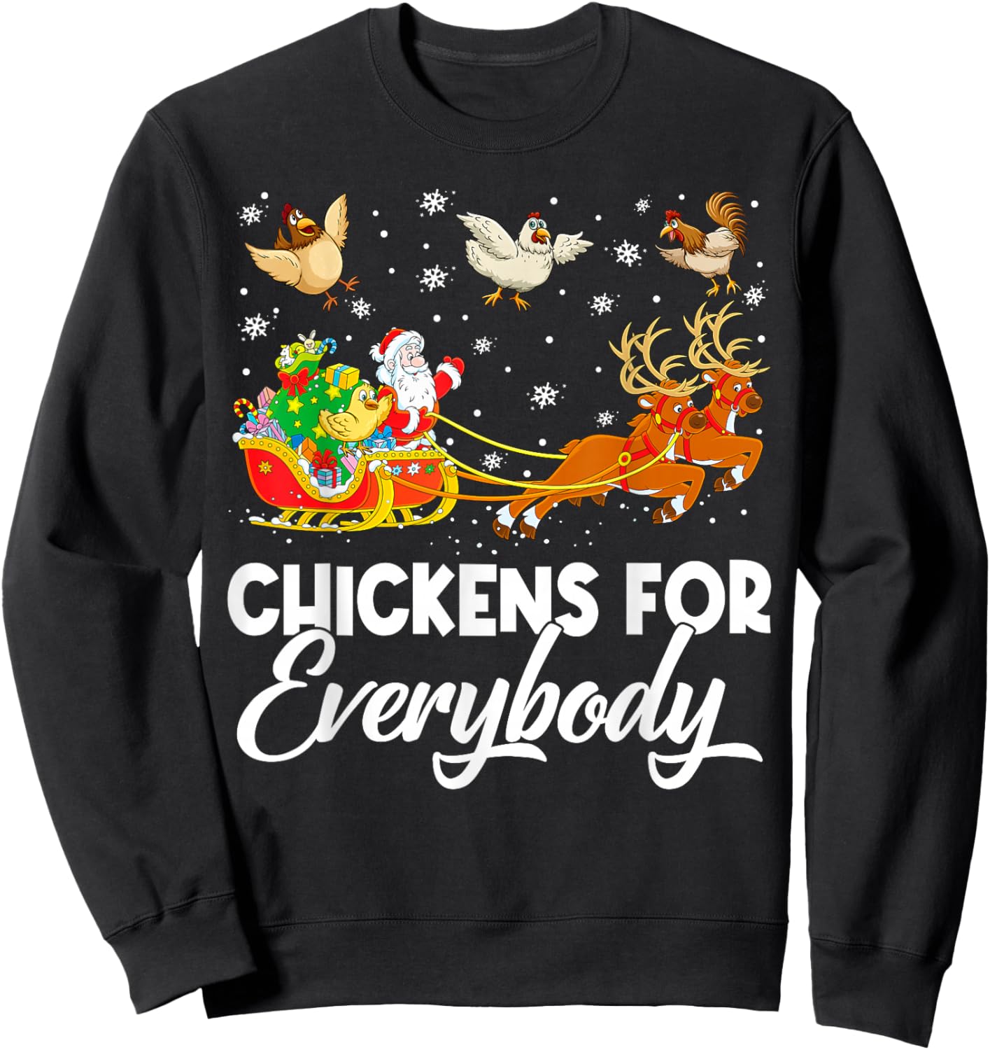 Chickens for Everybody Santa Sleigh Merry Christmas Pajamas Sweatshirt - Sweatshirt | Black
