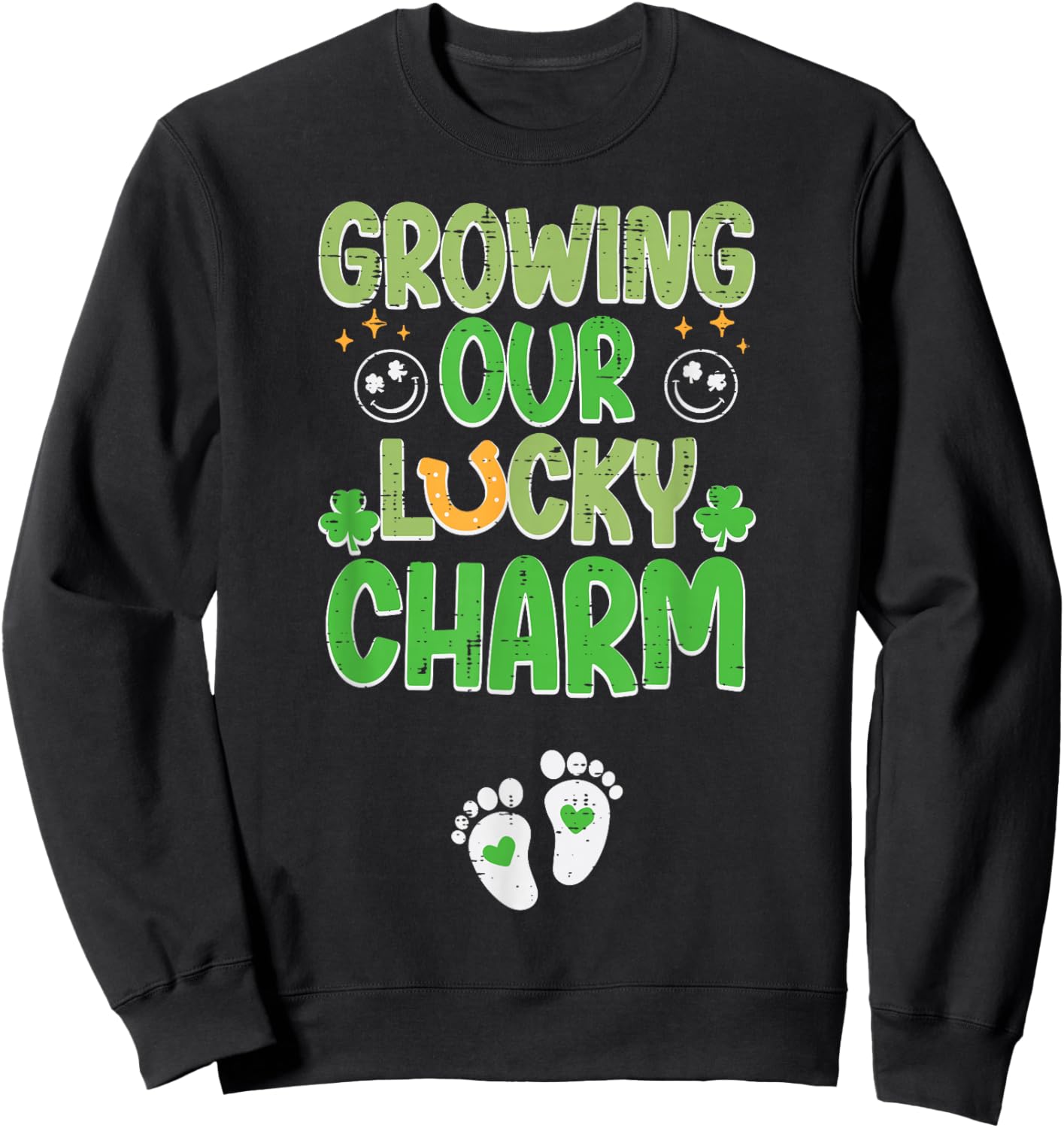 St Patricks Day Pregnancy Growing Our Lucky Charm Women Men Sweatshirt - Sweatshirt | Black