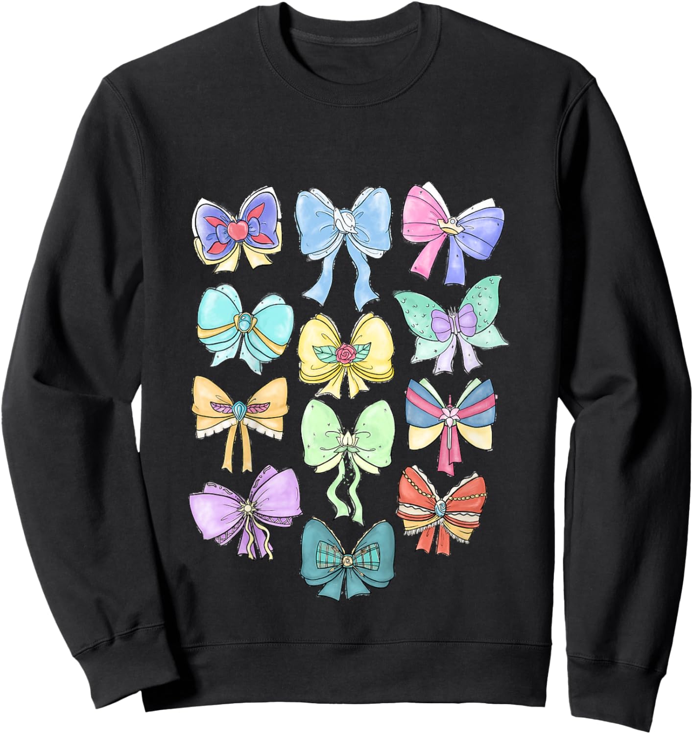 Disney Princess Cute Ribbons and Bows Pastel Colors Logo Sweatshirt - Sweatshirt | Black