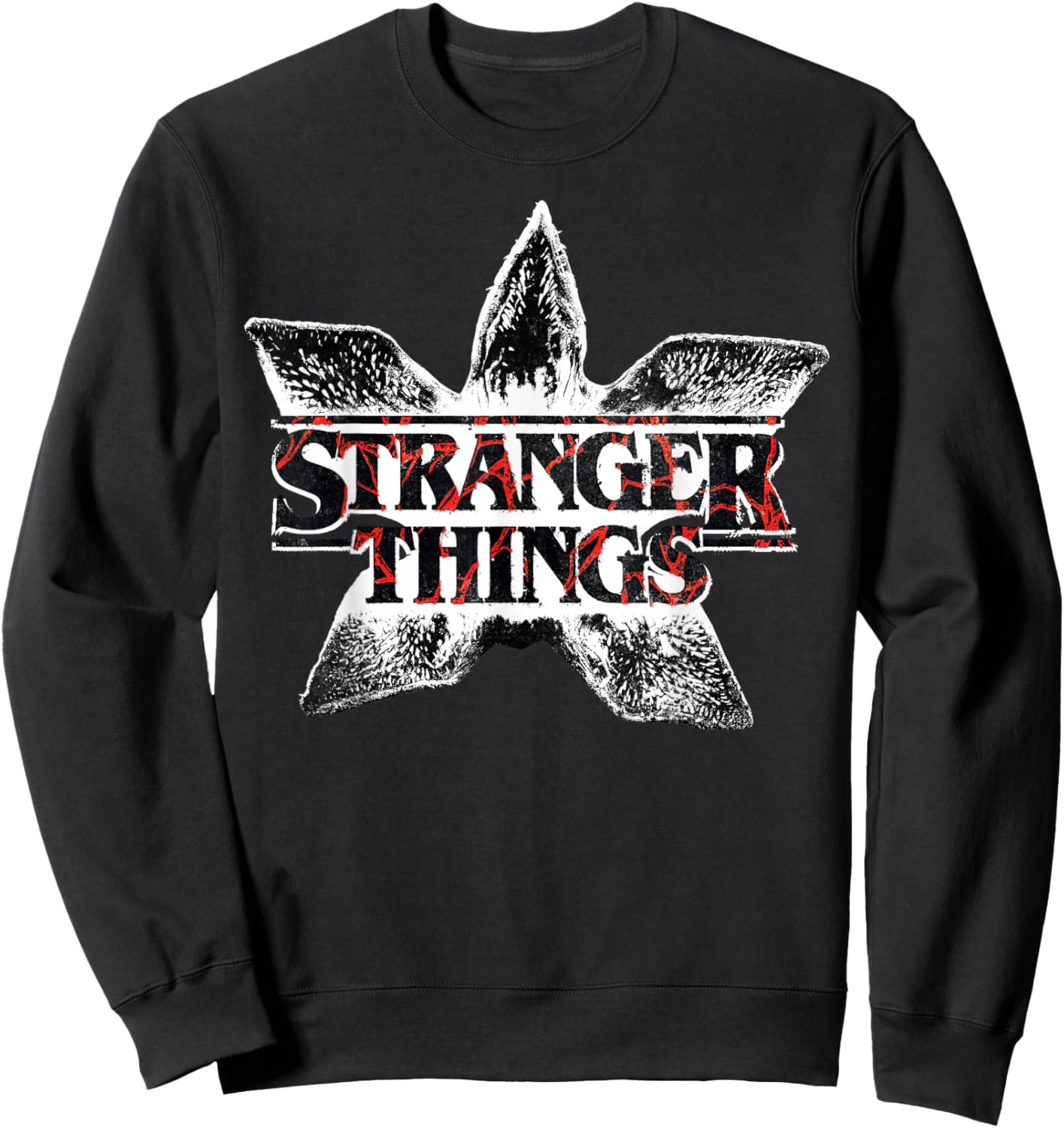 Stranger Things Season 5 Demogorgon Face Retro Logo Sweatshirt - Sweatshirt | Black