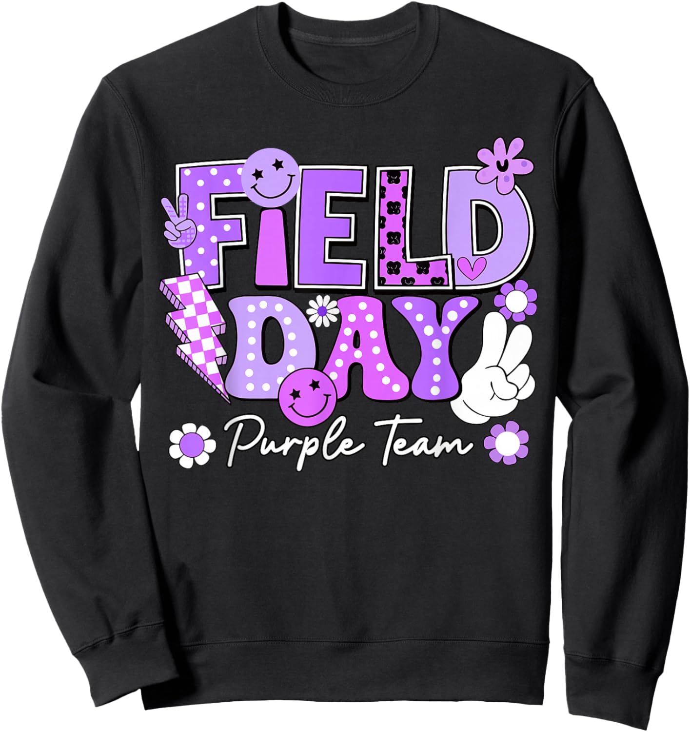 Field Day Purple Team Funny for Teacher Kids Field Day Games Sweatshirt - Sweatshirt | Black