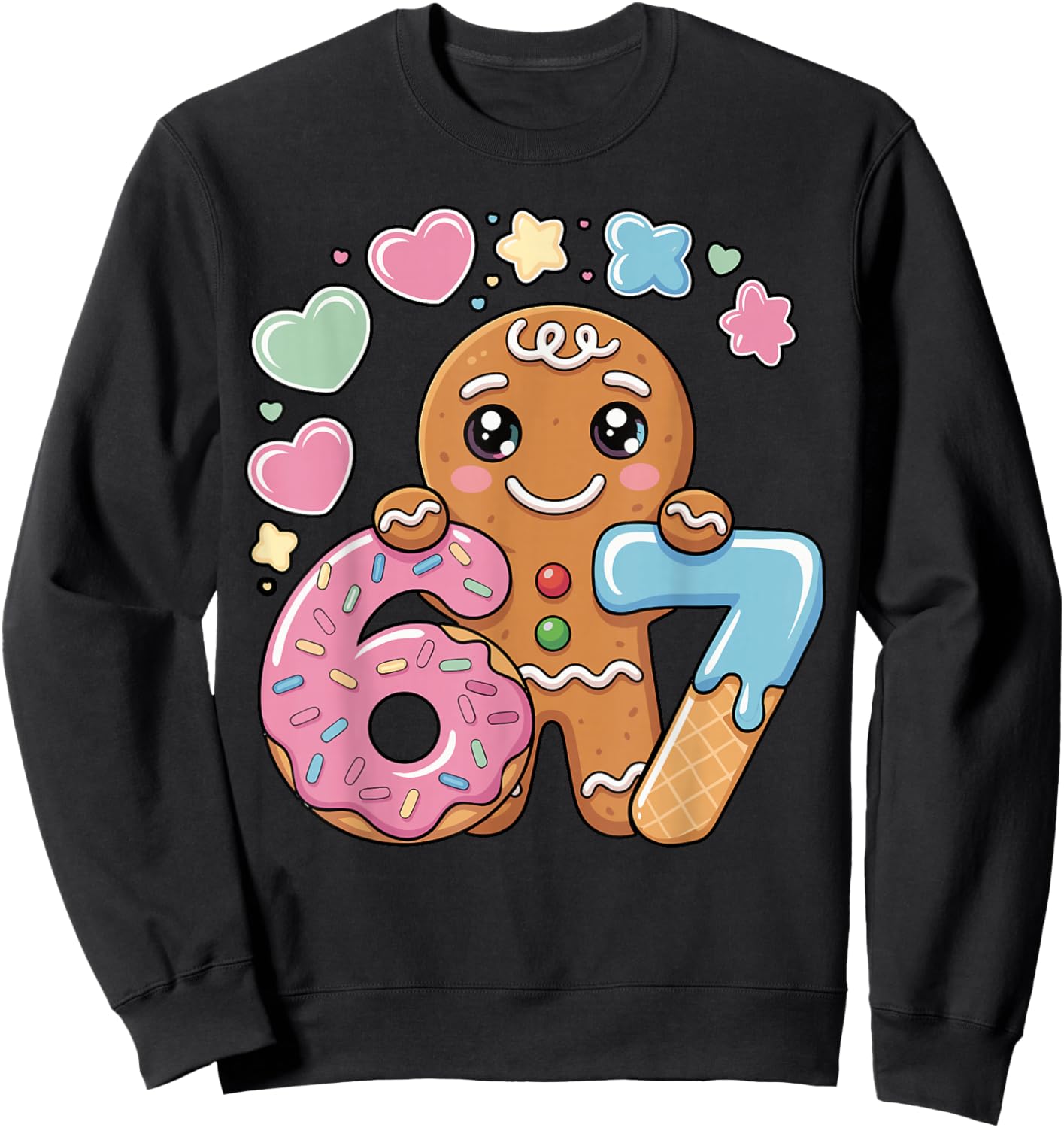 67 Gingerbread Ice Cream Drip Pun Cookies Kids Men Women Sweatshirt - Sweatshirt | Black