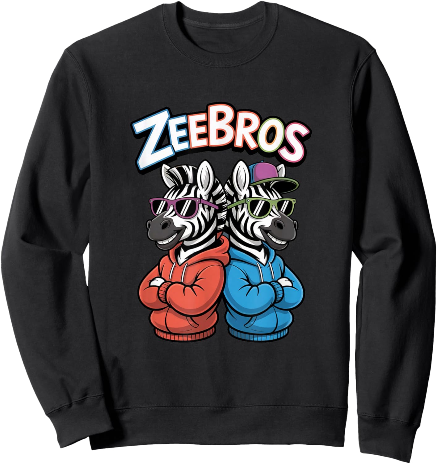 Zeebros Cute Zebra Duo Design for Zebros Lovers Sweatshirt - Sweatshirt | Black