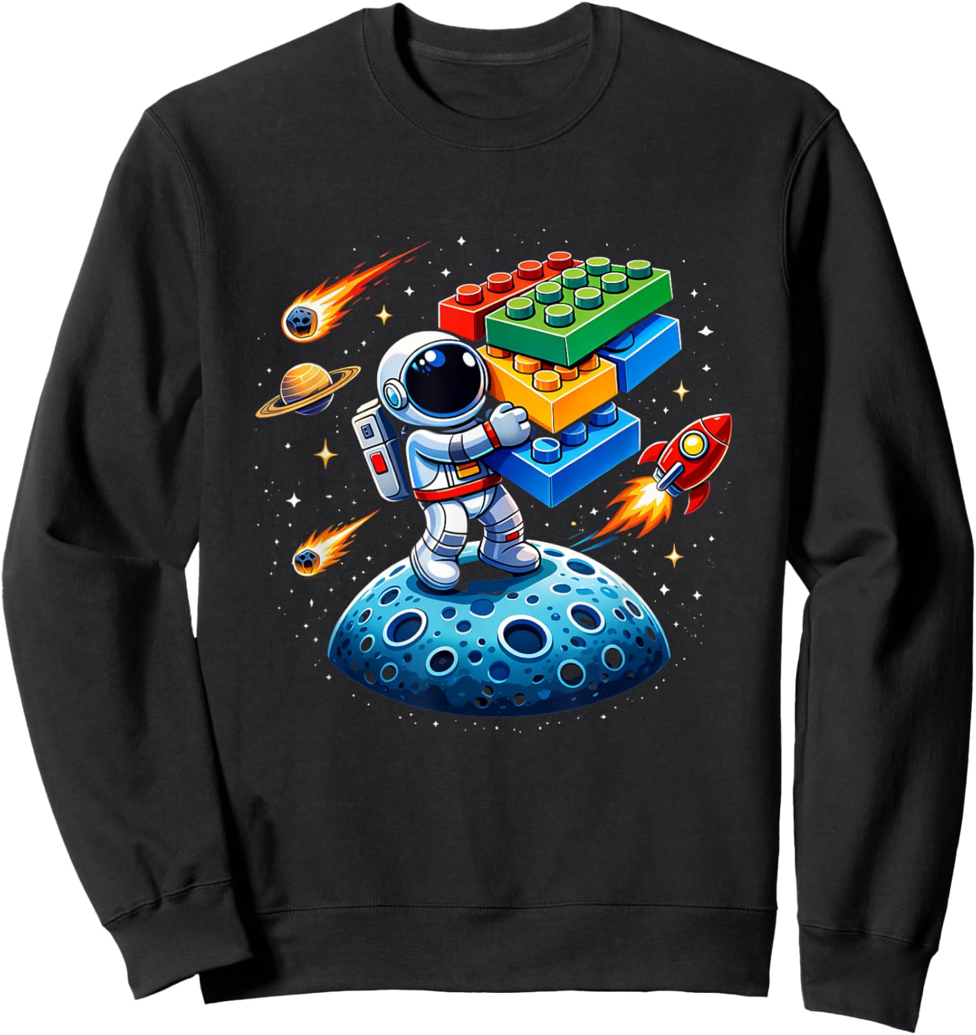 Master Builder Space Astronaut Cadet Building Bricks Boys Sweatshirt - Sweatshirt | Black