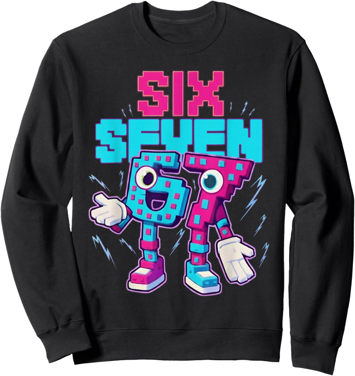Kids Meme 67 Six Seven 6 7 Italian Brainrot Funny Sweatshirt - Sweatshirt | Black