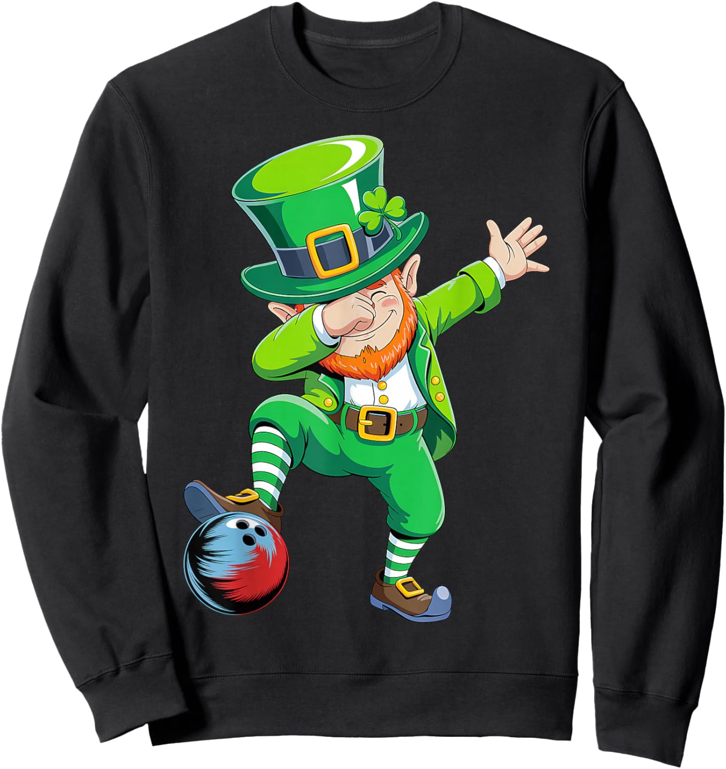 Dabbing Leprechaun Bowling St Patricks Day Boys Men Sports Sweatshirt - Sweatshirt | Black