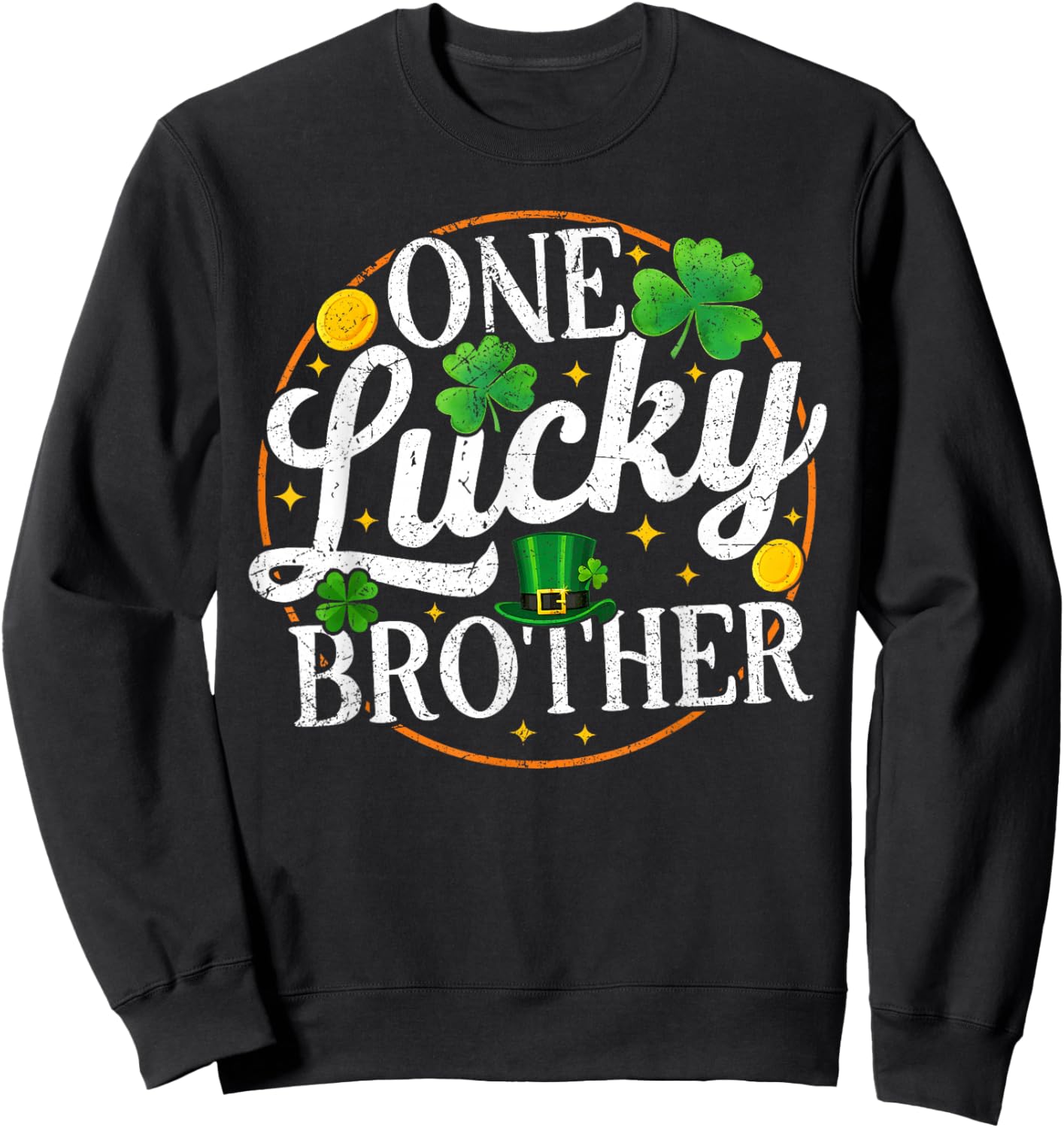 One Lucky Brother St Patricks Day Shamrock Family Matching Sweatshirt - Sweatshirt | Black