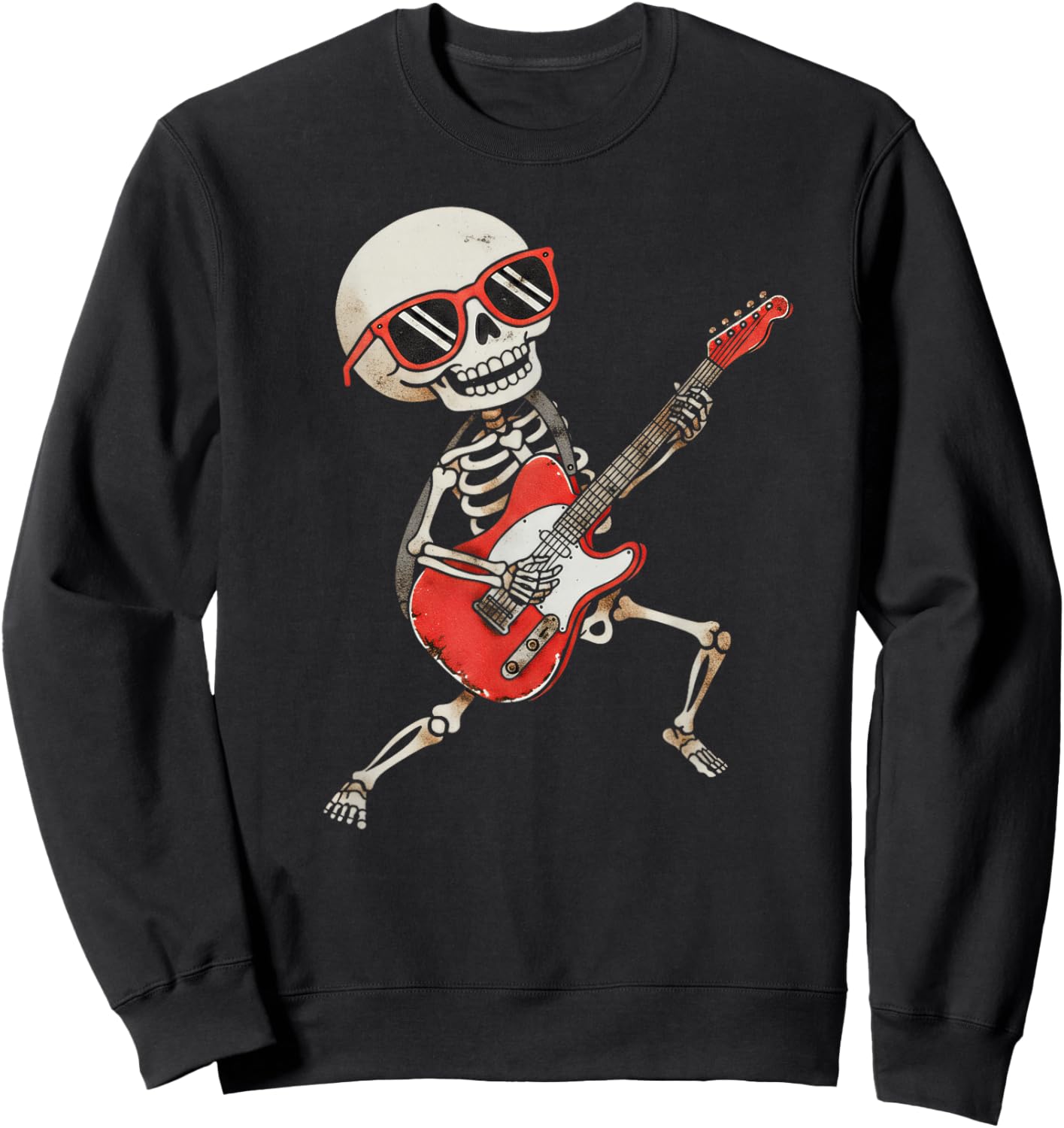 Funny Skeleton Playing Guitar Rock & Roll Boys Girls Sweatshirt - Sweatshirt | Black