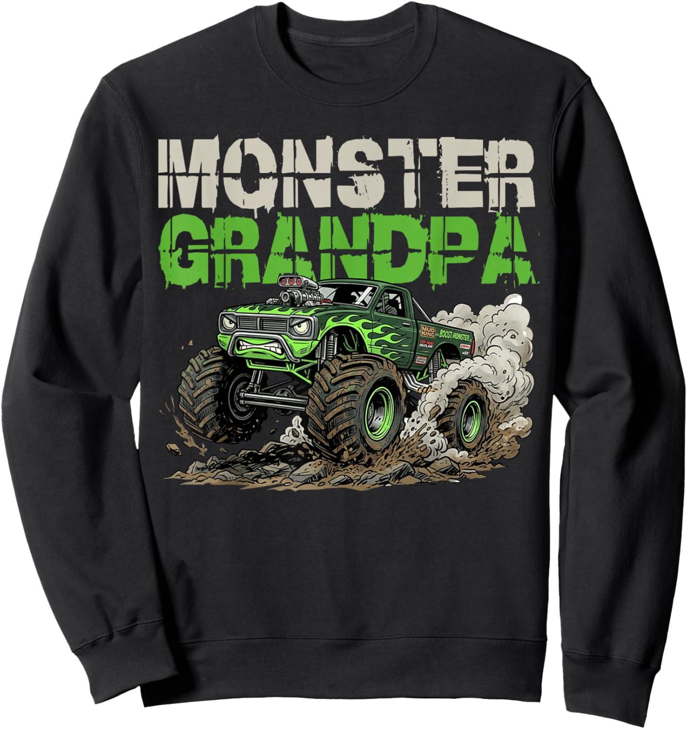 Funny Monster Grandpa Monster Truck Off Road Family Matching Sweatshirt - Sweatshirt | Black