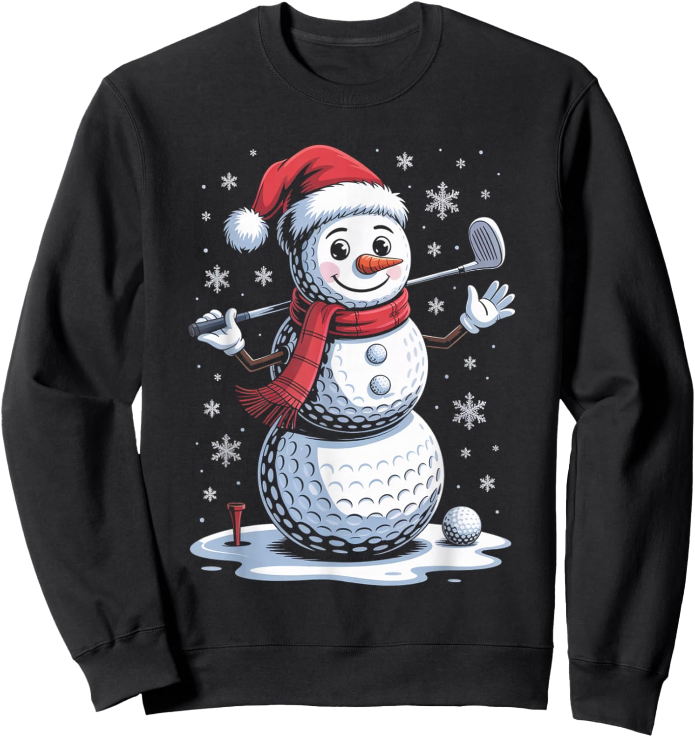 Snowman Golf Ball for Christmas Golf Ball Christmas Boys Sweatshirt - Sweatshirt | Black