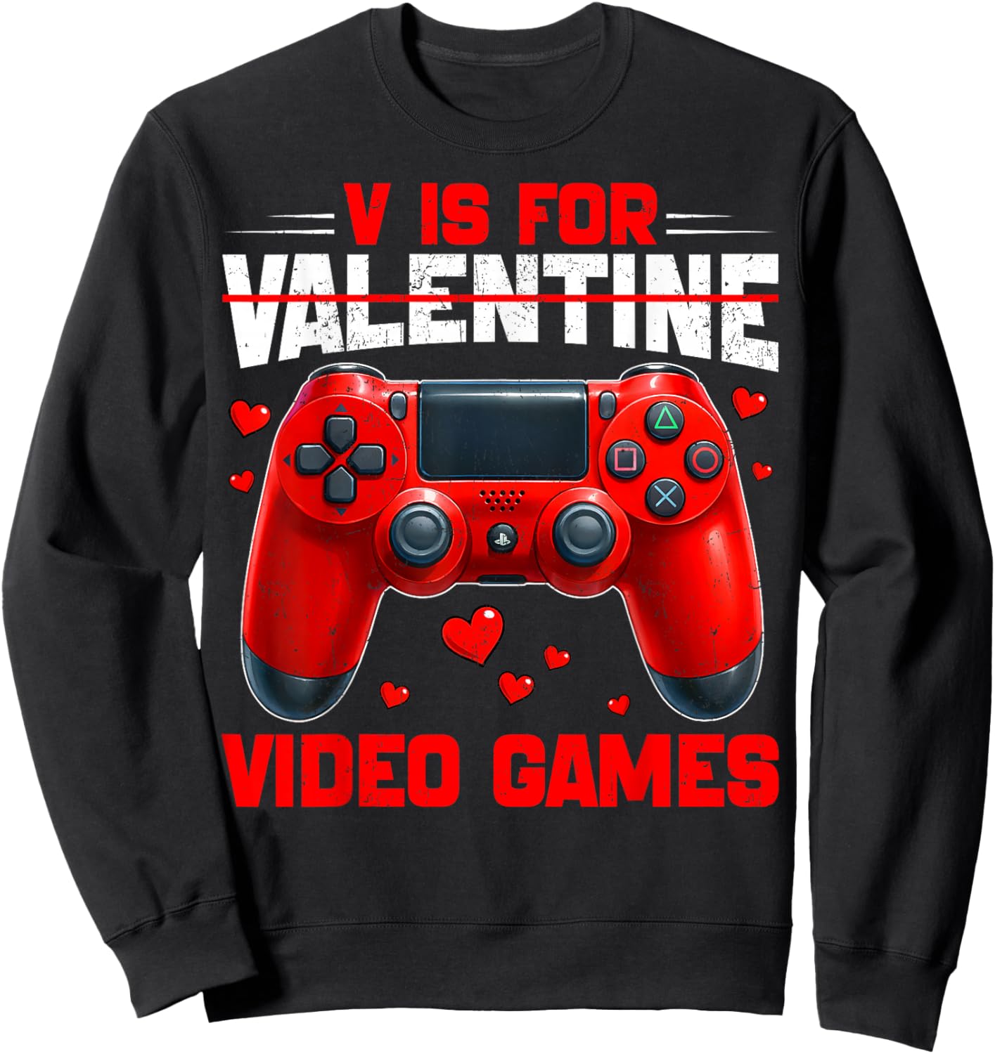 V is for Valentine Video Game Heart Outfits Men Boy Kids Sweatshirt - Sweatshirt | Black