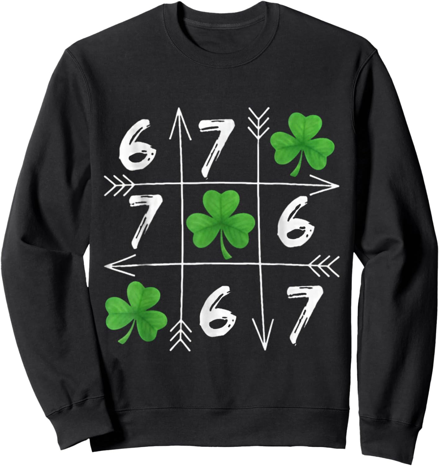 Six Seven 67 Meme 6 7 St. Patrick´s Day Shamrock Sweatshirt - Sweatshirt | Black