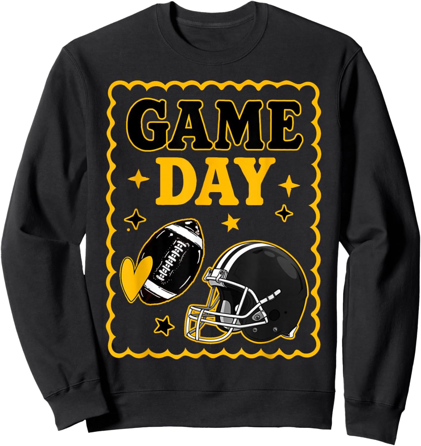 Game Day Gold Black American Football Women Girl Kids Vibes Sweatshirt - Sweatshirt | Black