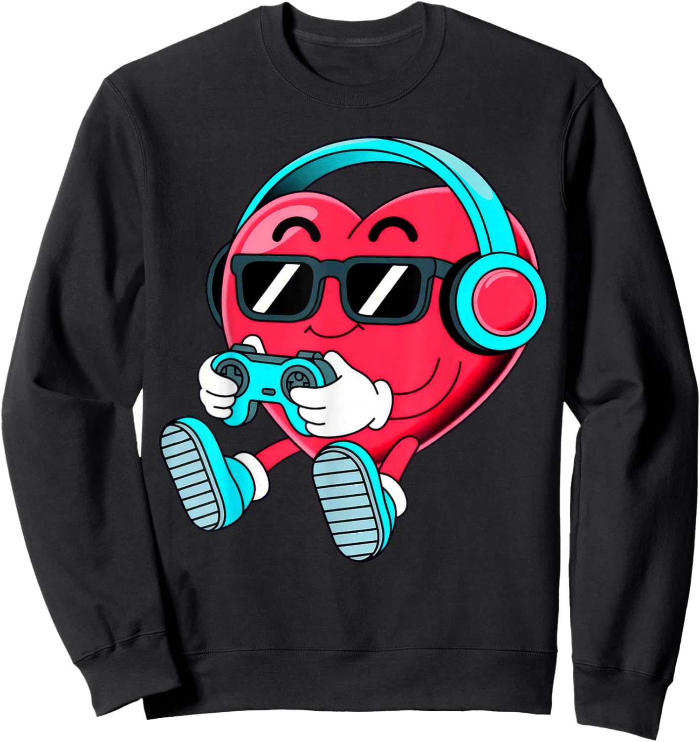 Heart Valentines Gamer Video Gaming Sweatshirt - Sweatshirt | Black
