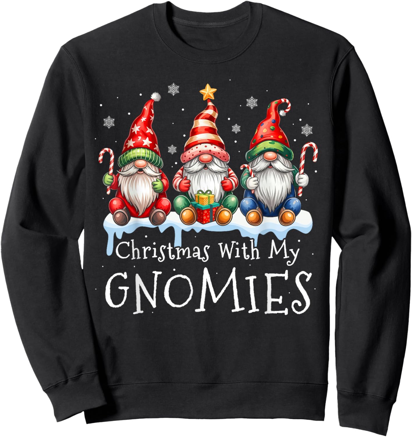 Christmas with My Gnomies Buffalo Plaid Gnome Family Women Sweatshirt - Sweatshirt | Black
