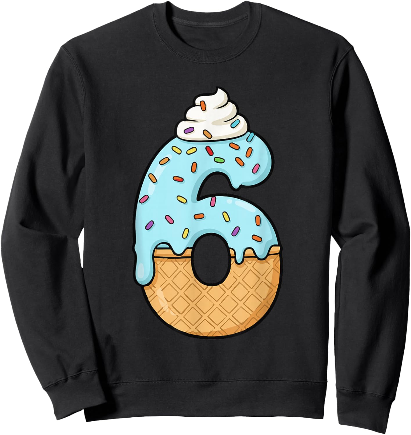 #6 Jersey Uniform Drip Teen Slang, Funny Ice Cream, 6th Sweatshirt - Sweatshirt | Black