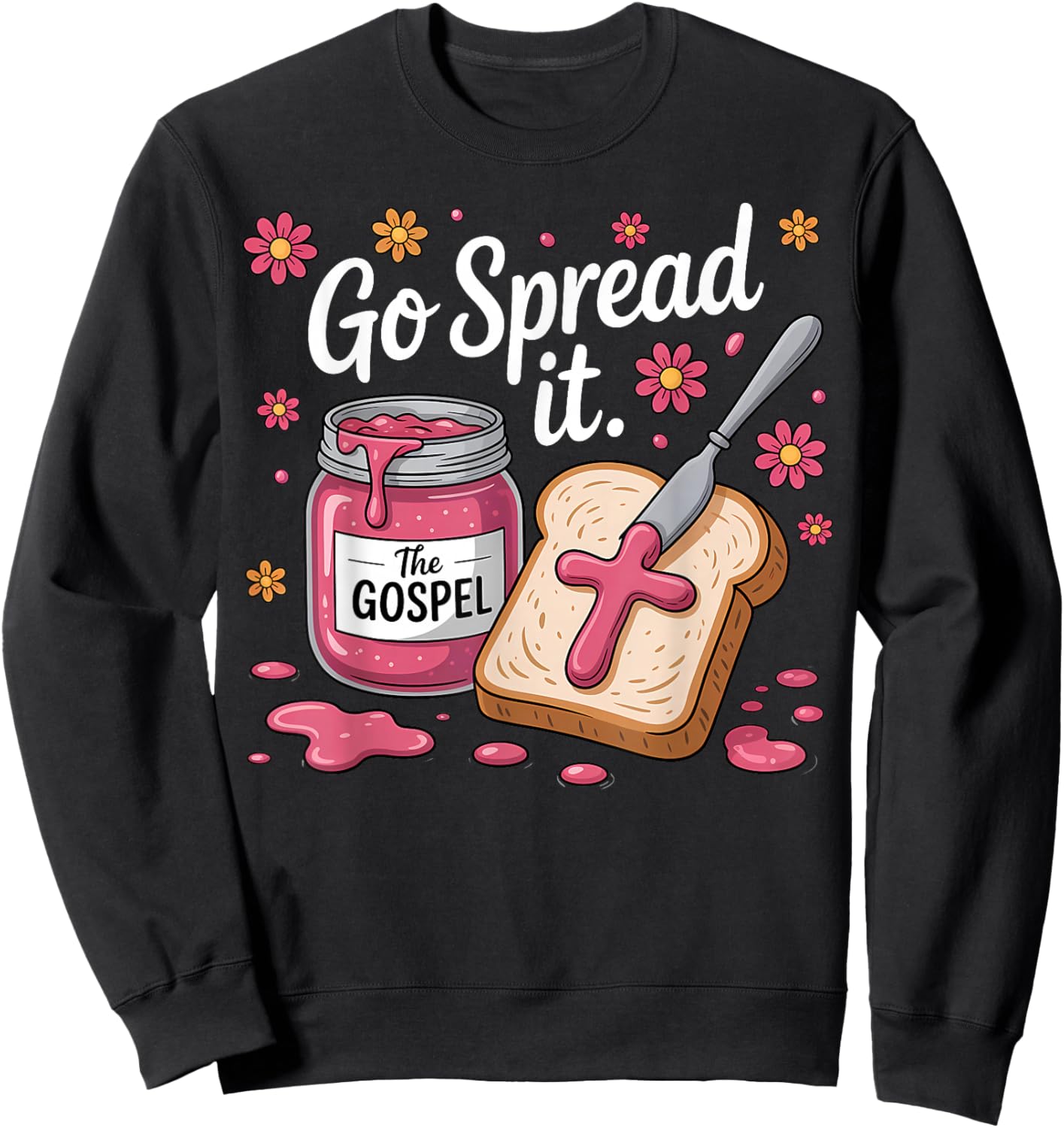 The Gospel Go Spread It Christian Floral Sweatshirt - Sweatshirt | Black