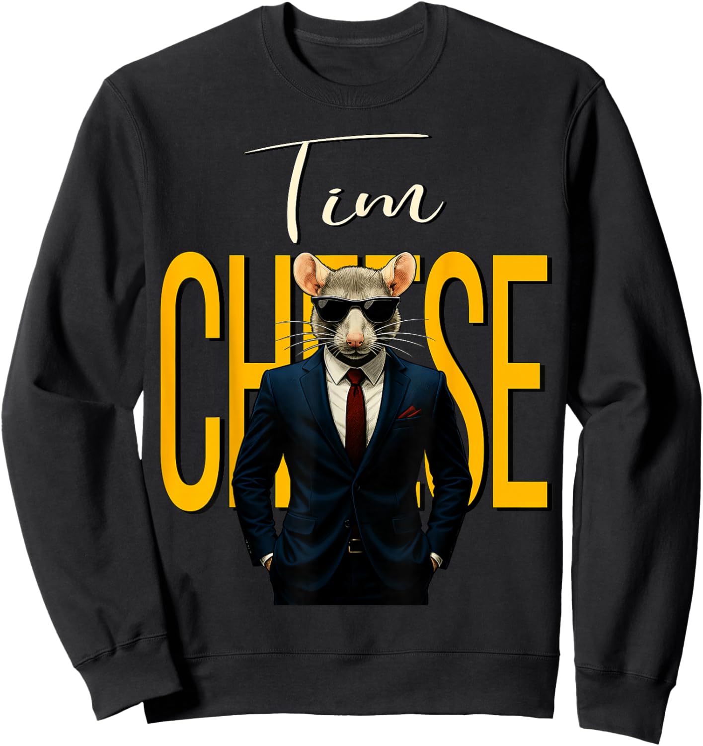 Tim Cheese - Funny Secret Agent Mouse Brainrot Kids Gaming Sweatshirt - Sweatshirt | Black
