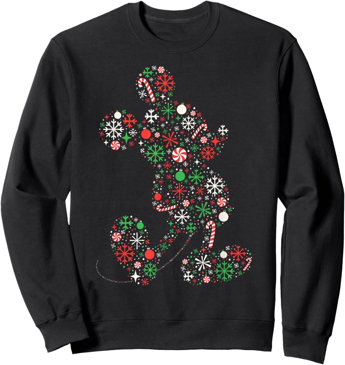 Disney Mickey Mouse Christmas Holiday Icon Filled Silhouette Sweatshirt - Sweatshirt | Black
