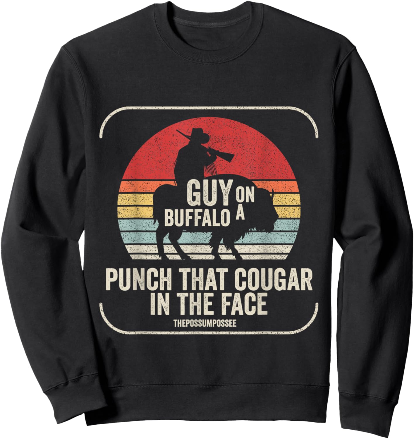 Retro Guy On A Buffalo Possum Possee Sweatshirt - Sweatshirt | Black