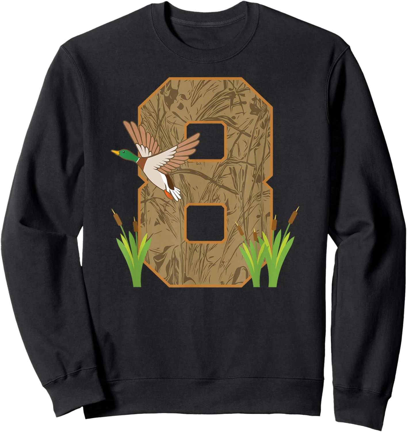 8th Hunting Birthday 8 Year Old Hunter Birthday Party Sweatshirt - Sweatshirt | Black
