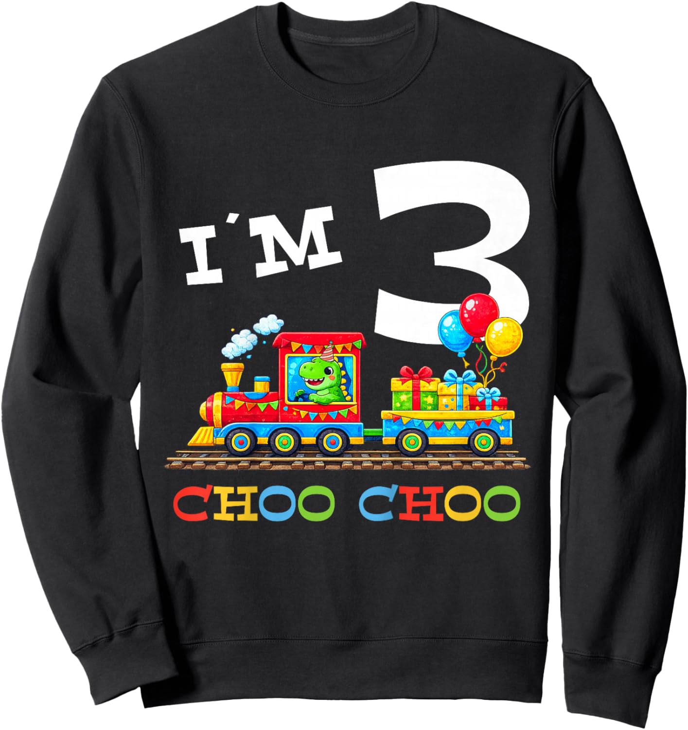 Train Birthday 3 Year Old Sweatshirt - Sweatshirt | Black