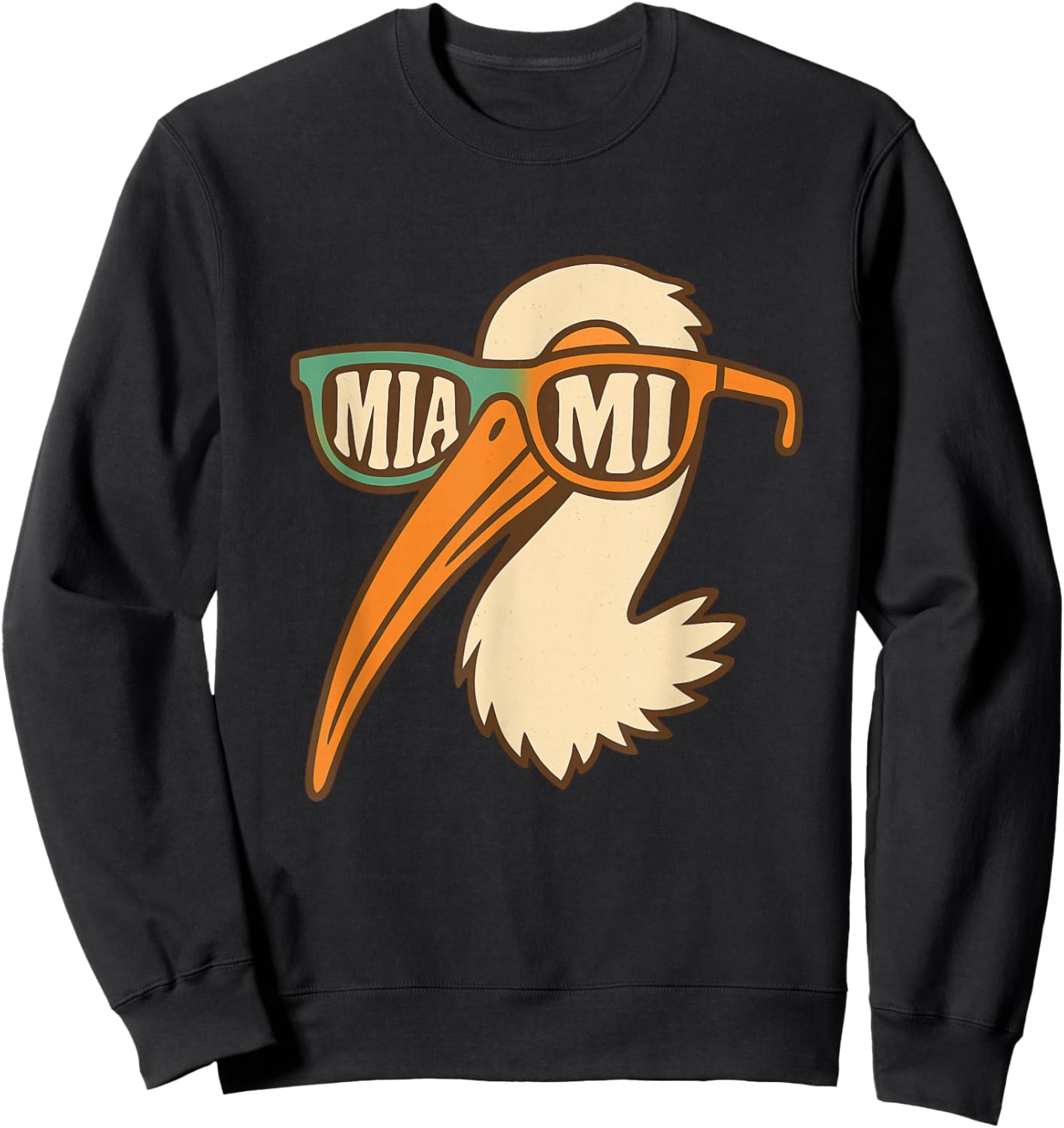 Hilarious American White Ibis Sunglasses Miami Apparel Sweatshirt - Sweatshirt | Black