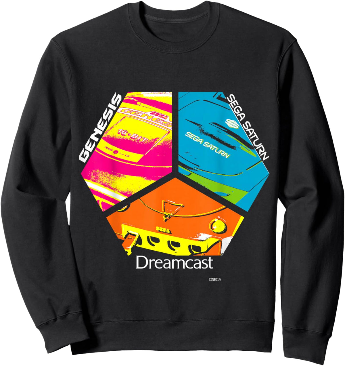 SEGA Dreamcast Genesis Saturn Mixed Console Sweatshirt - Sweatshirt | Black