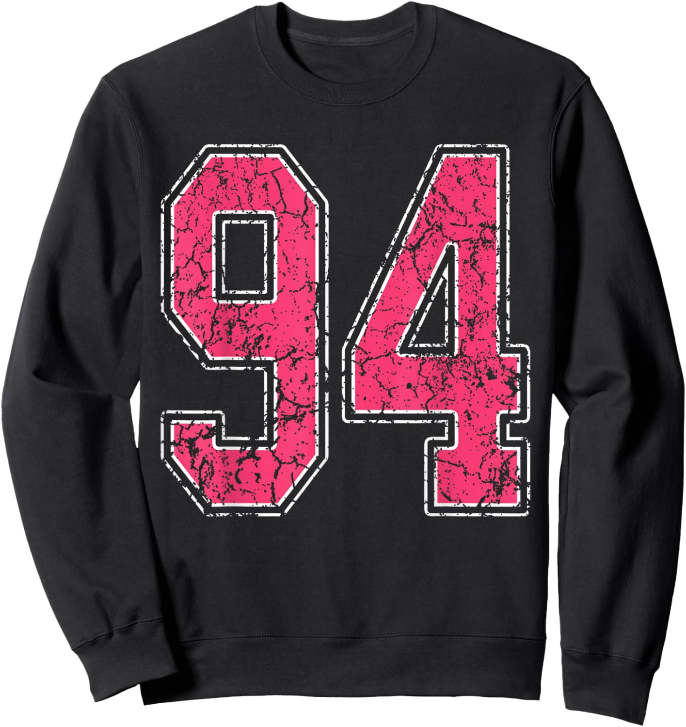 Grunge Pink and White Number 94 Jersey Player Uniform #94 Sweatshirt - Sweatshirt | Black
