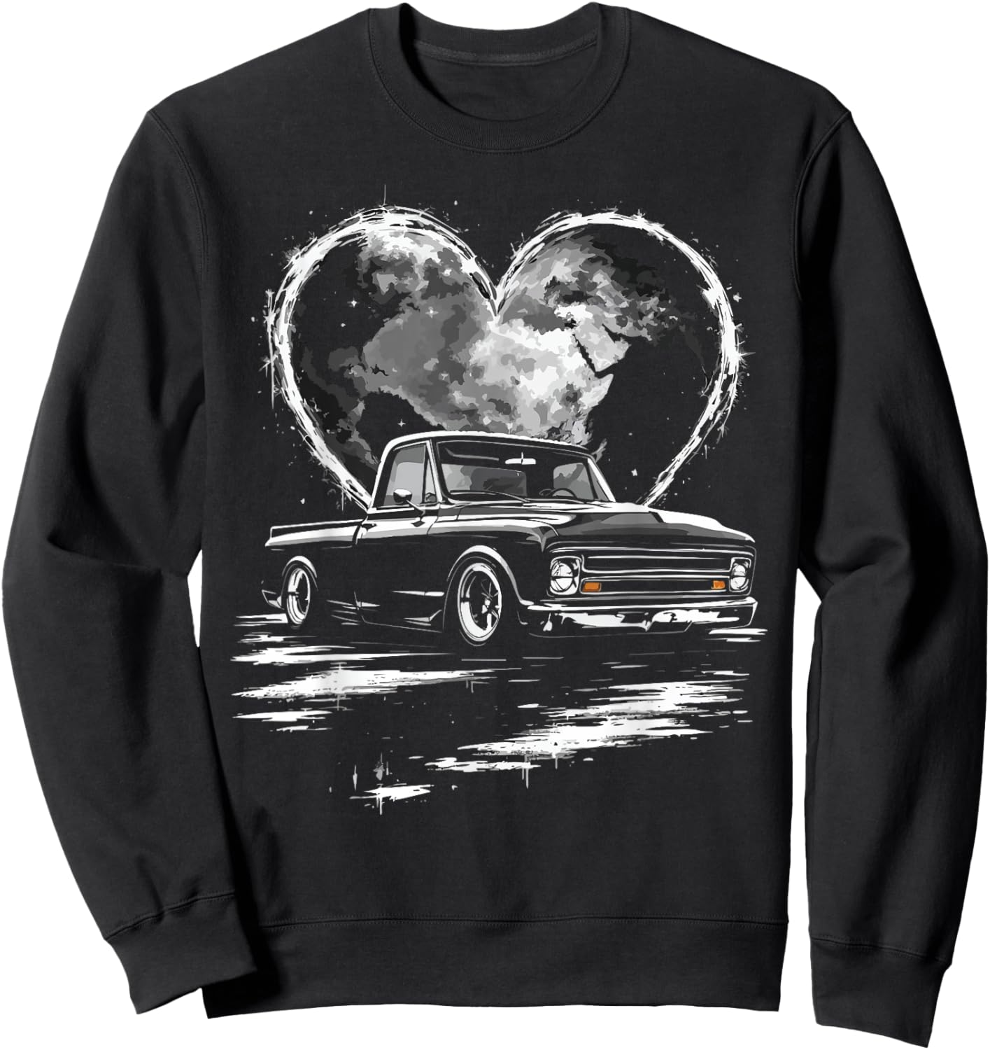 C10 67-72 Truck Classic Valentine 1967 Fleetside C10 Heart Sweatshirt - Sweatshirt | Black