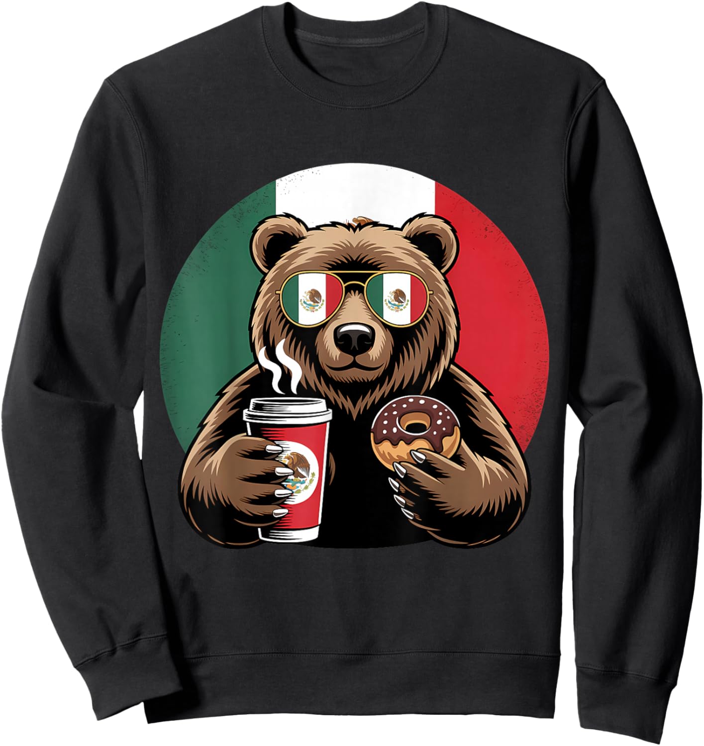 Mexico Flag Bear Mexican Pride Mexican Roots Mexican Flag Sweatshirt - Sweatshirt | Black