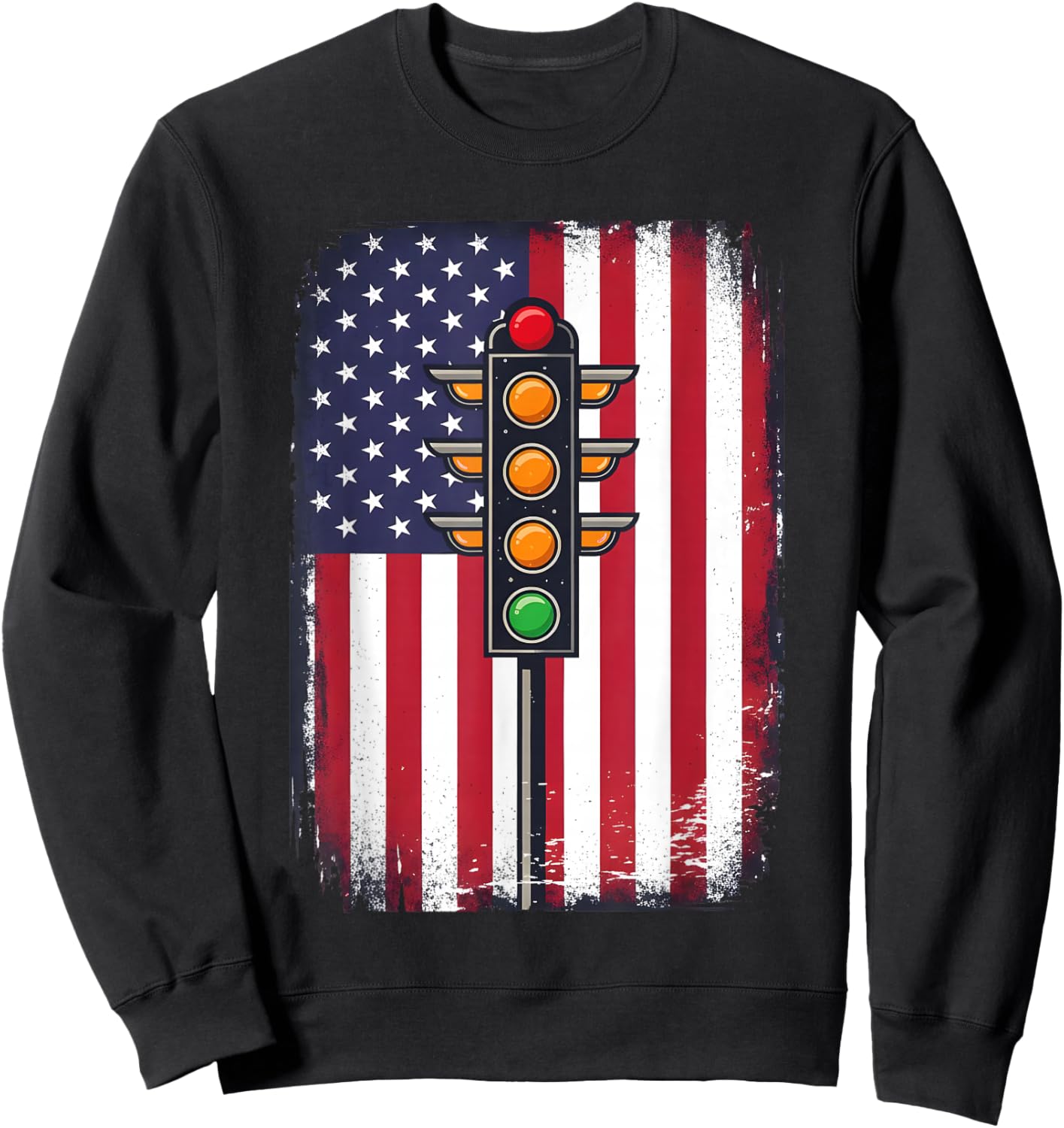Drag Racing Retro Vintage American Flag Funny Drag Race Men Sweatshirt - Sweatshirt | Black