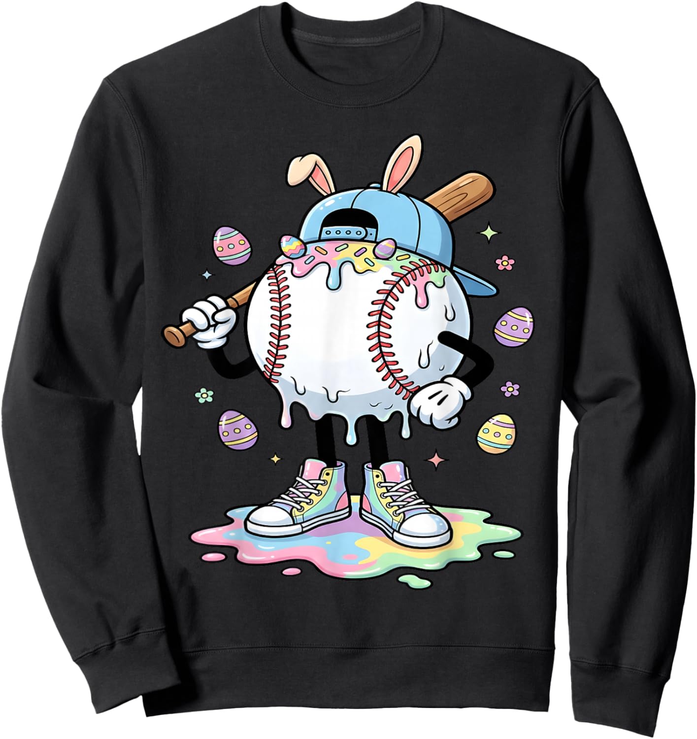Baseball Drip Icecream Apparel Youth Boy Easter Sweatshirt - Sweatshirt | Black