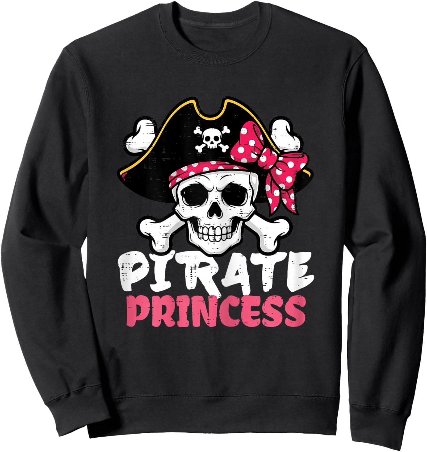 Pirate Princess Hat Coquette Bow Cute Girls Kids Toddlers Sweatshirt - Sweatshirt | Black