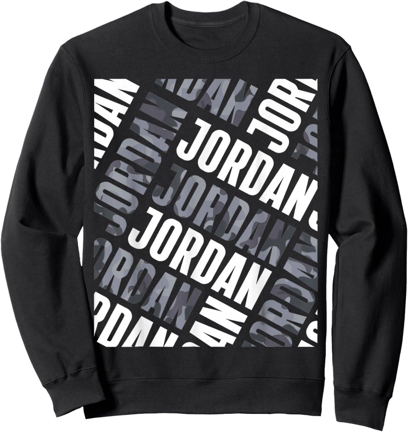 Diagonal Jordan Pattern Jordan Grey Camo Pattern Men Women Sweatshirt - Sweatshirt | Black