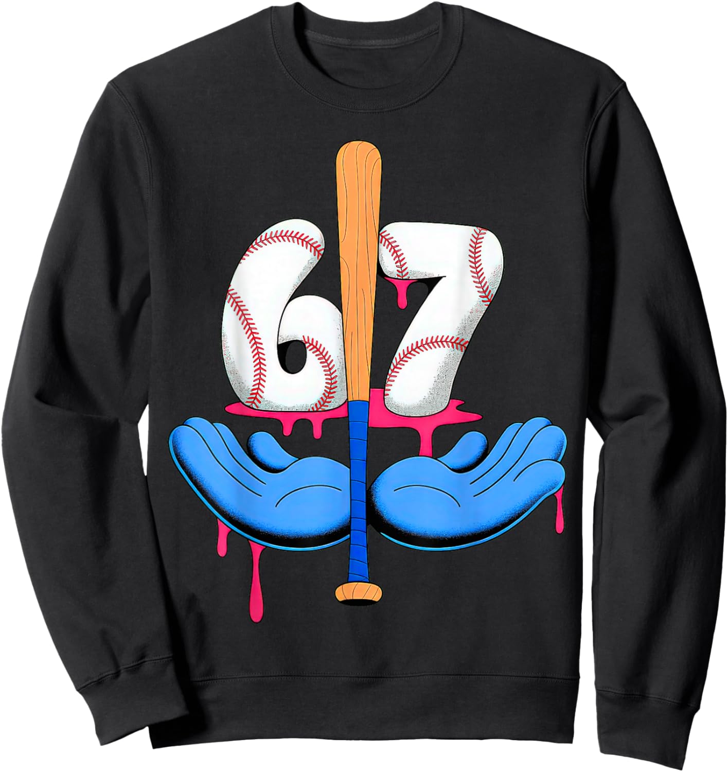 Baseball 67 Six Seven Gen Alpha Meme Drip Sweatshirt - Sweatshirt | Black