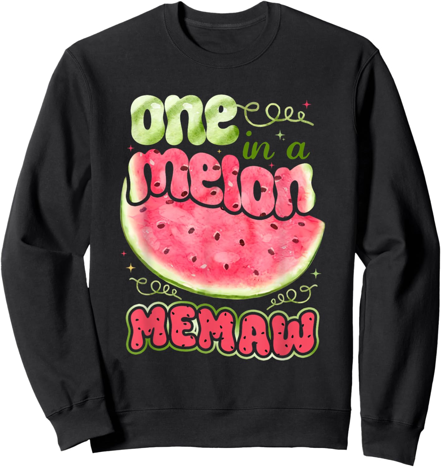 One in a Melon Memaw 1st Birthday Party Family Matching Sweatshirt - Sweatshirt | Black