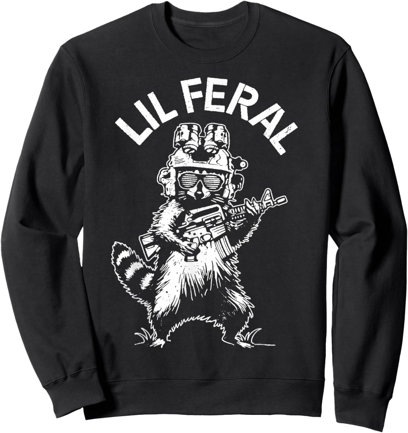 Lil Feral Funny Tactical Raccoon Military Law Enforcement Sweatshirt - Sweatshirt | Black